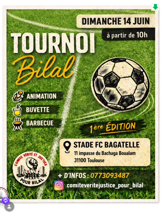 le Comité Vérité & Justice pour Bilal organise un tournoi au stade FC Bagatelle.