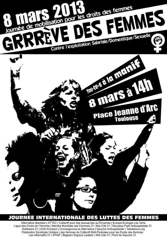 affiche 8 mars 2013 grève des femmes