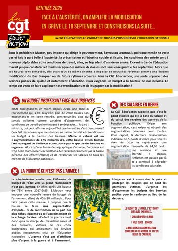 tract national de la CGT educ'action
